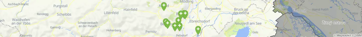 Kartenansicht für Apotheken-Notdienste in der Nähe von Baden (Niederösterreich)